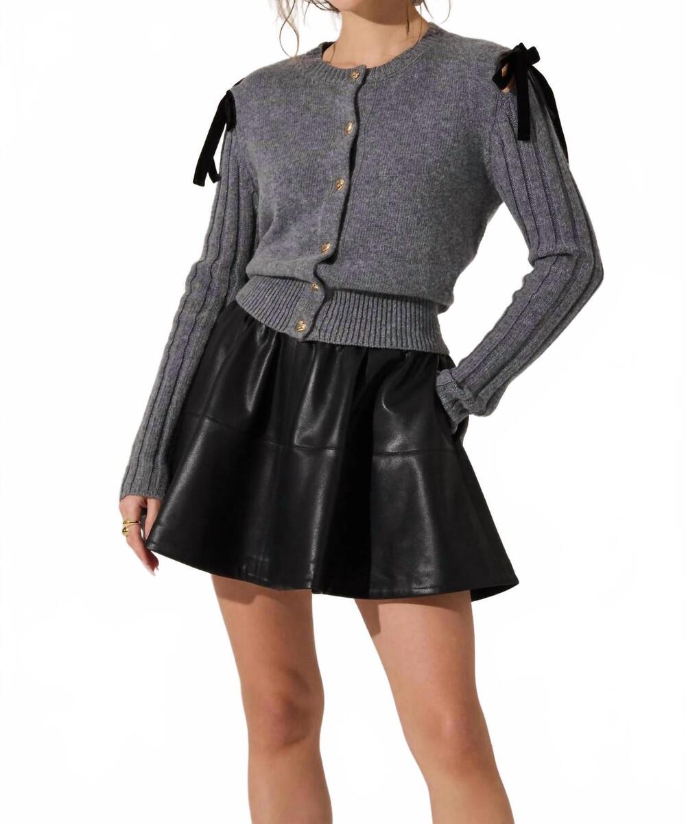 NEW ASTR melvie bow detail cardigan in grey